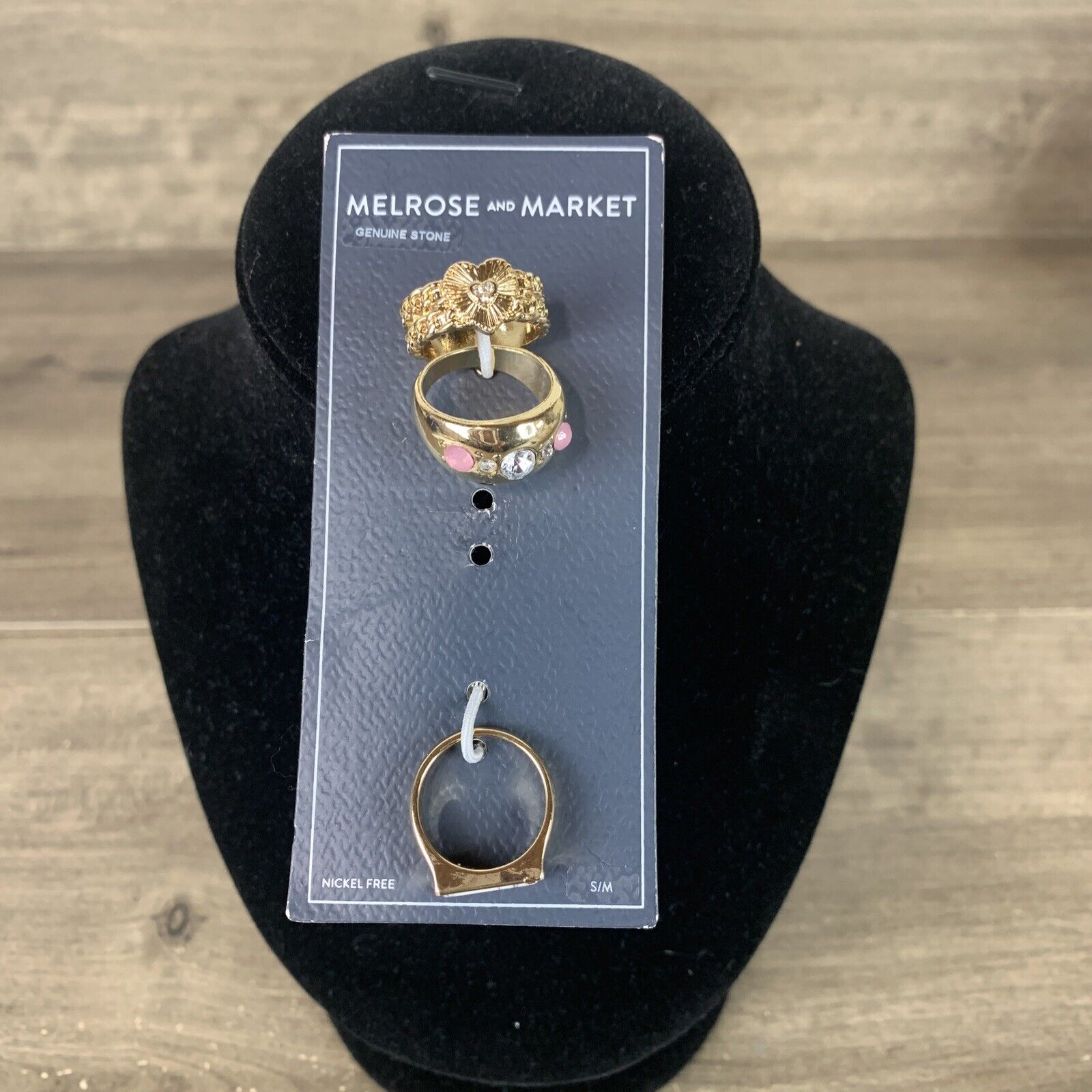 3 Rings Set Genuine Stone Nickel Free Size S/M Nordstrom Rack Melrose And Market